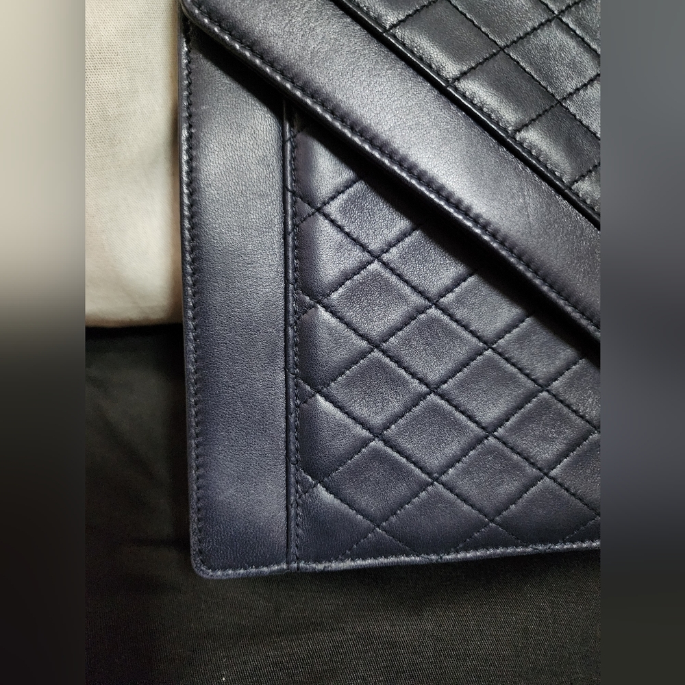 Saint Laurent Dark Navy Gaby Envelope Satchel Quilted Lambskin Leather - Picture 8 of 15